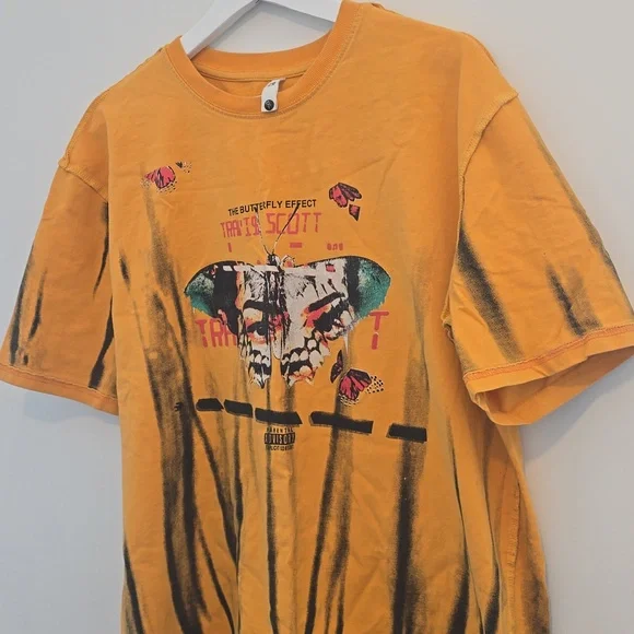 Travis Scott Orange Tie-Dye Butterfly Skull Tee - Picture 4 of 7